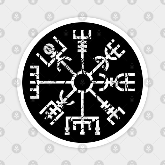 Vegvisir Norse Viking Compass Pagan Wayfinder Symbol Distressed Magnet by Blue Pagan